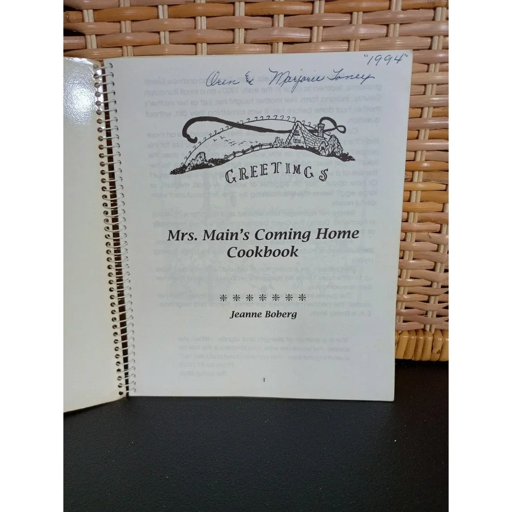 Mrs. Main's‎ Coming Home Cookbook Lela Main Heritage Randolph County Indiana